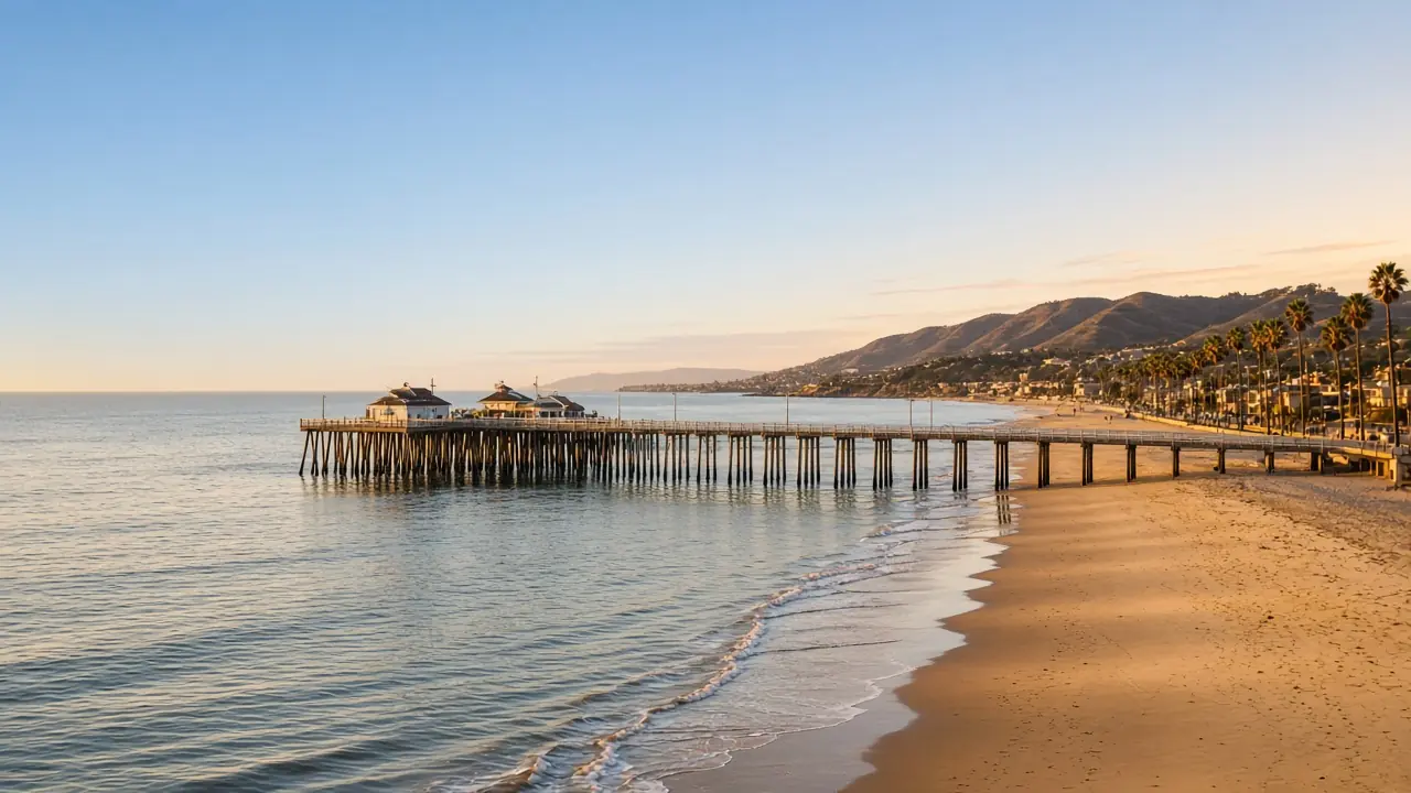 Ventura Pier stretching into the Pacific along the Ventura coast